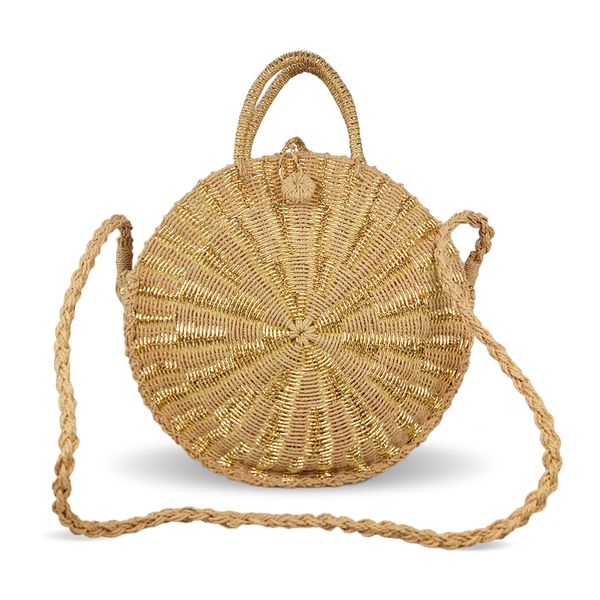 Round crochet straw bag