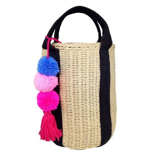 Handmade crochet paper straw barrel handbag tote