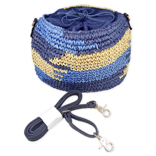 Crocheted straw shoulder bag