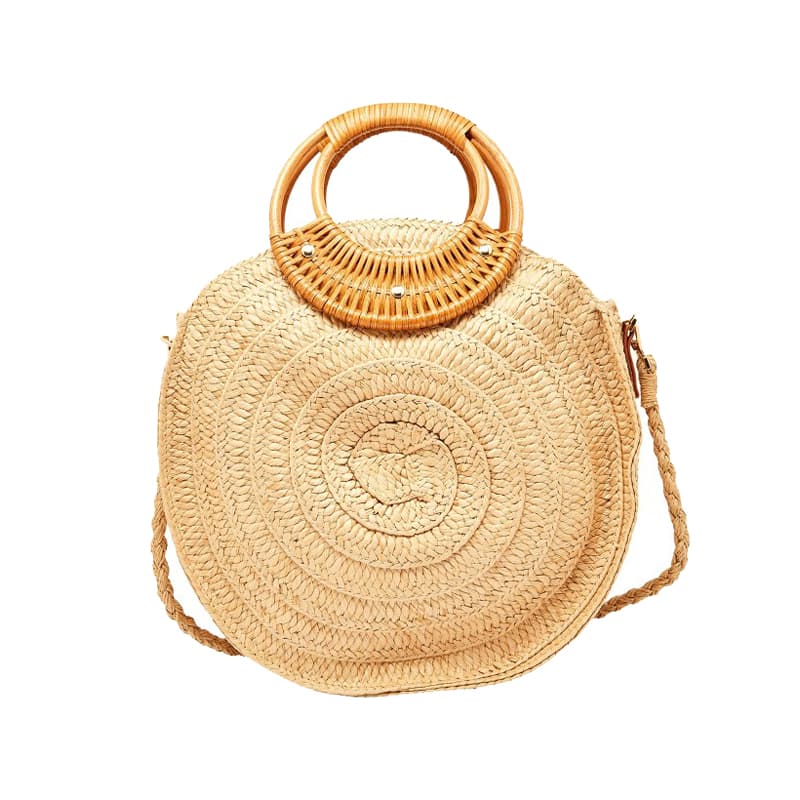Fashion new design round shape crochet straw bag