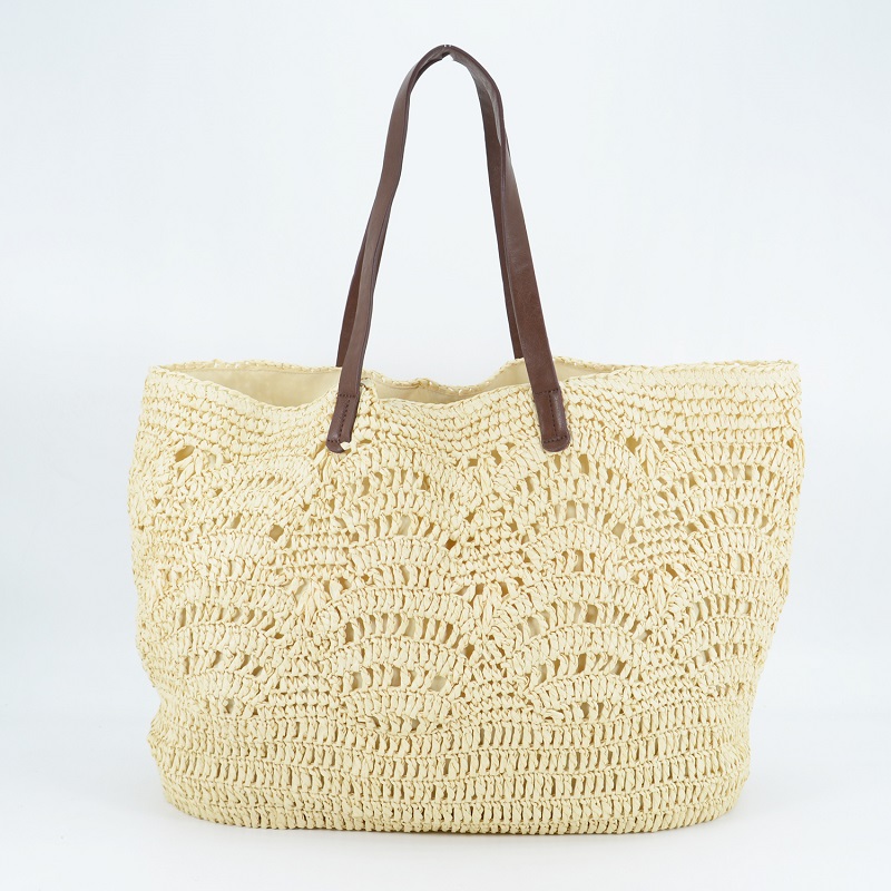 Natural crochet handbag tote