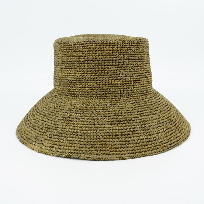 Khaki Raffia Bucket Hat 