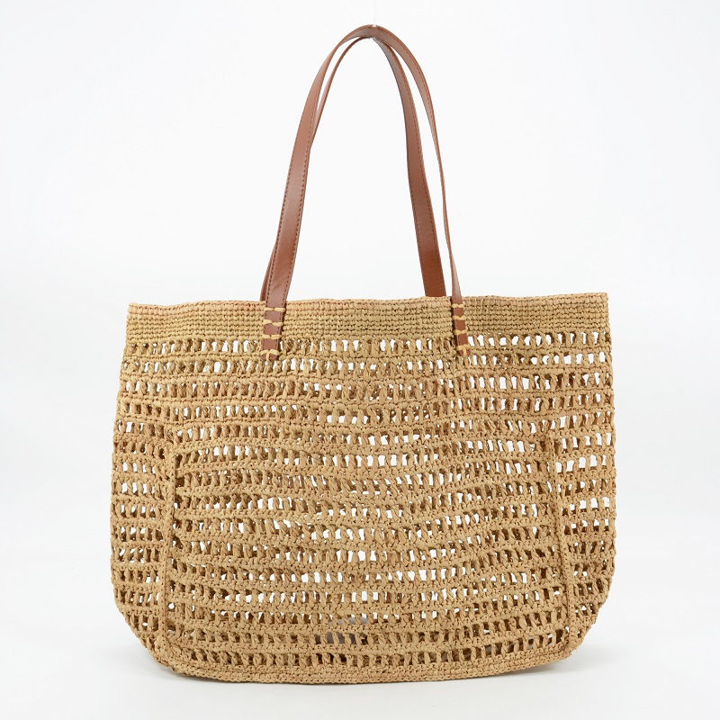 Hollow Out Design Raffia Large Tote