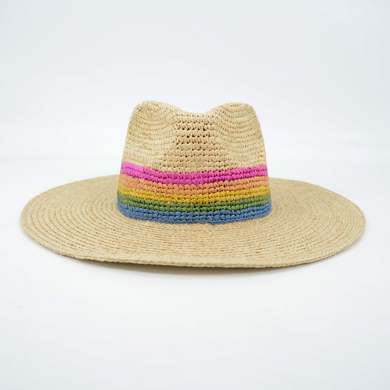 Striped Raffia Cowgirl Hat