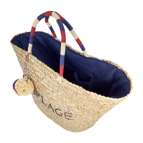 Tote seagrass bag with La Plage embroidery