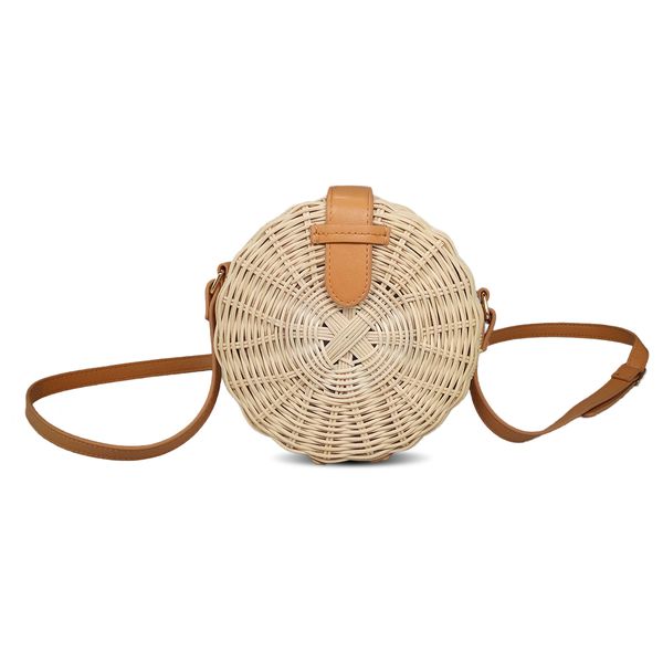 Round wicker rattan bag