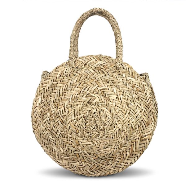 Top selling Trendy hand woven round straw bag