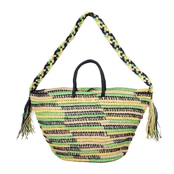 Multicolor paper straw shoulder bag