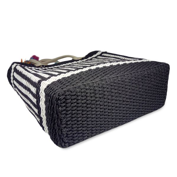 Mary large striped woven straw basket tote bag