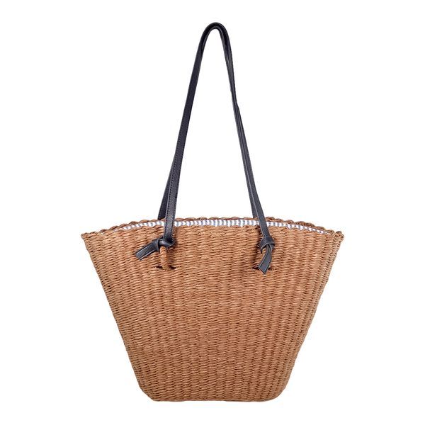 Brown paper straw shoulder bag