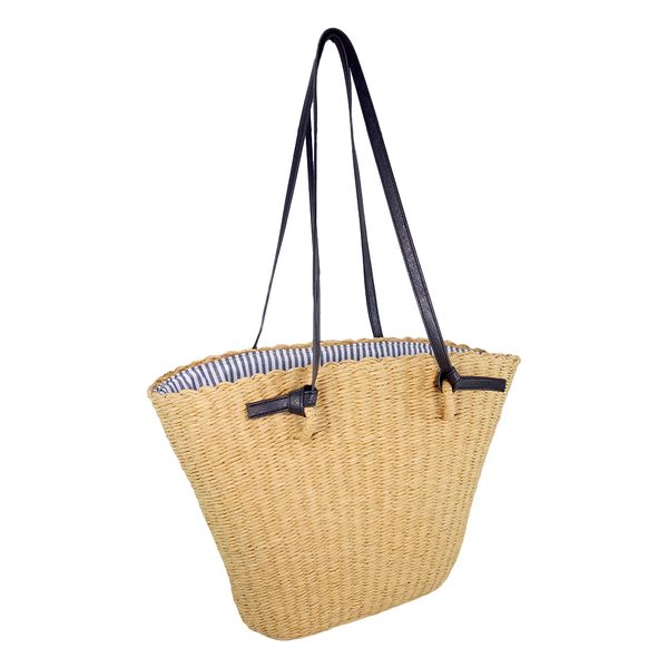 Beige paper straw beach bag