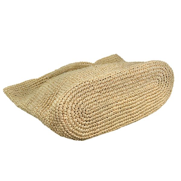 Paper straw tote bag with stone closure