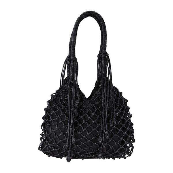 Cotton crochet bag in black,100% handmade