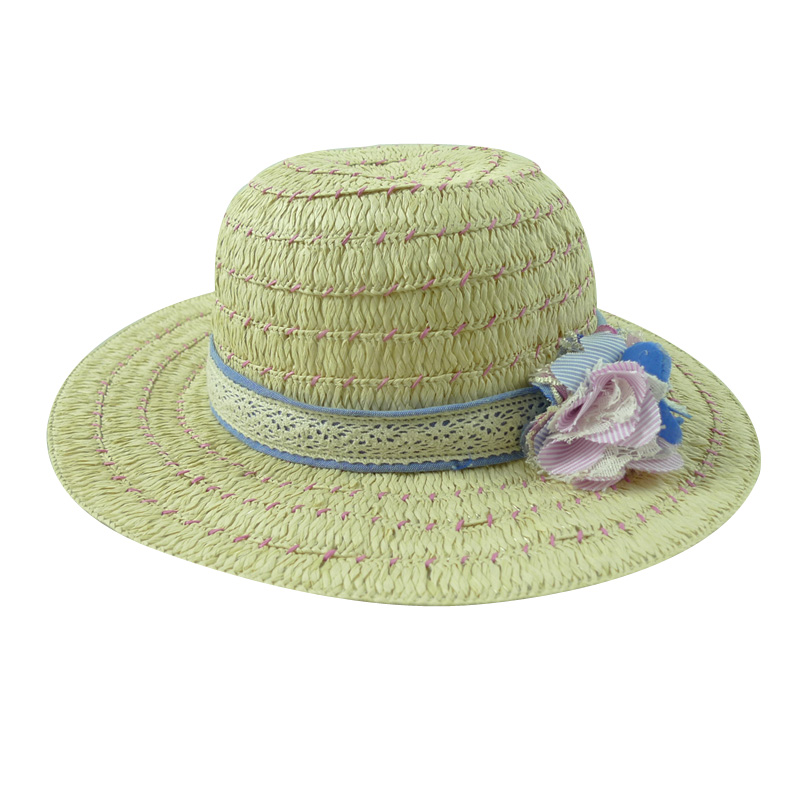 fashion straw hat with lace trim