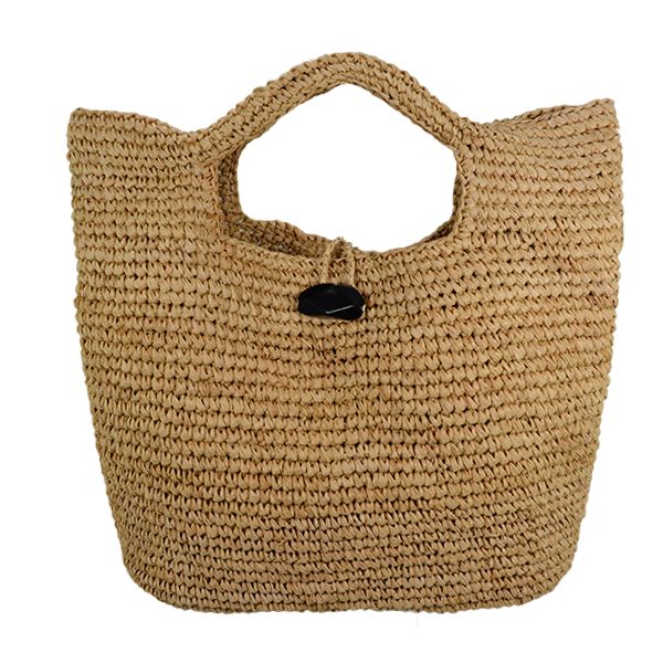 raffia straw bag with stone closure for the summer