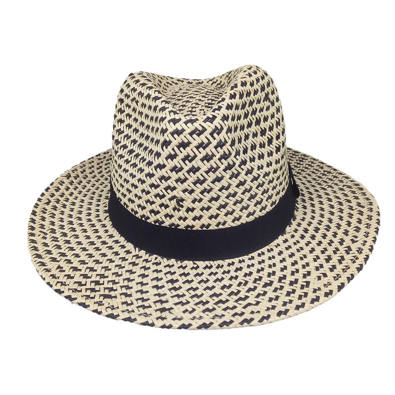 Straw two tone color panama summer hat for men