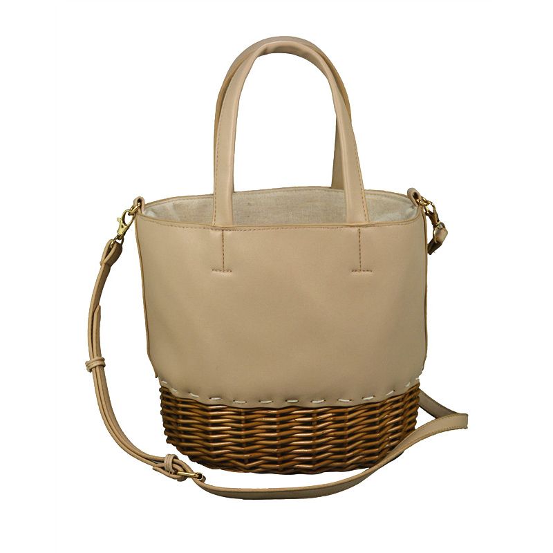 handcrafted wicker rattan bag in rattan and leather