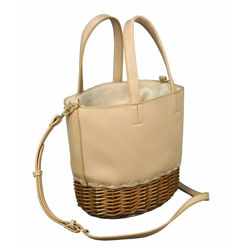 handcrafted rattan bag in rattan and leather