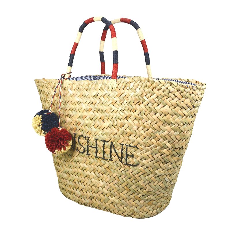 Tote seagrass bag with SUNSHINE embroidery