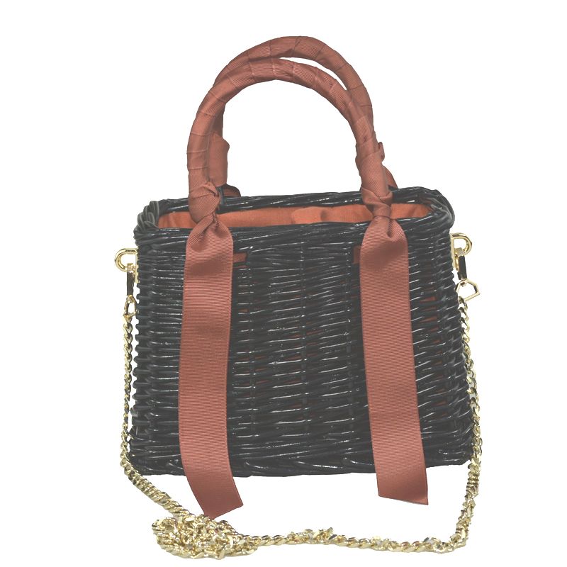 black wicker rattan bag