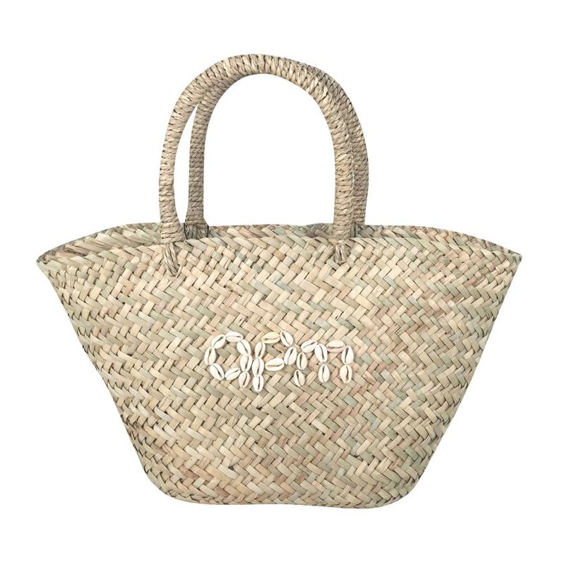 Tote sea grass bag with Shells embroidery