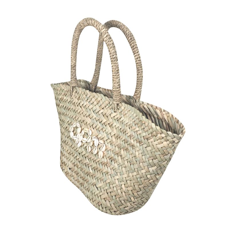 Tote sea grass bag with Shells embroidery
