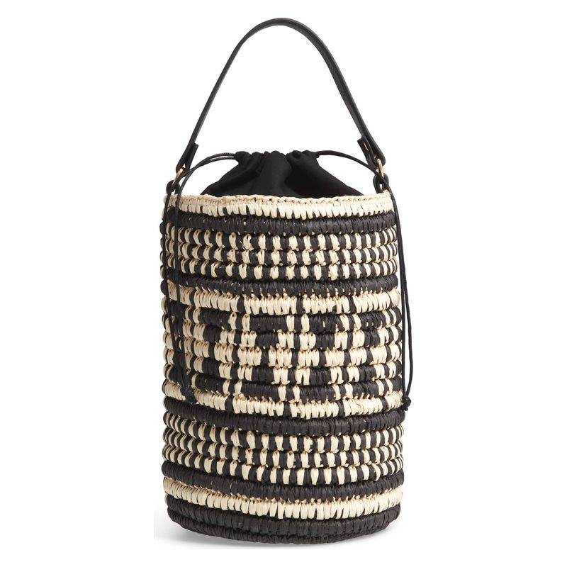 woven paper raffia bucket bag