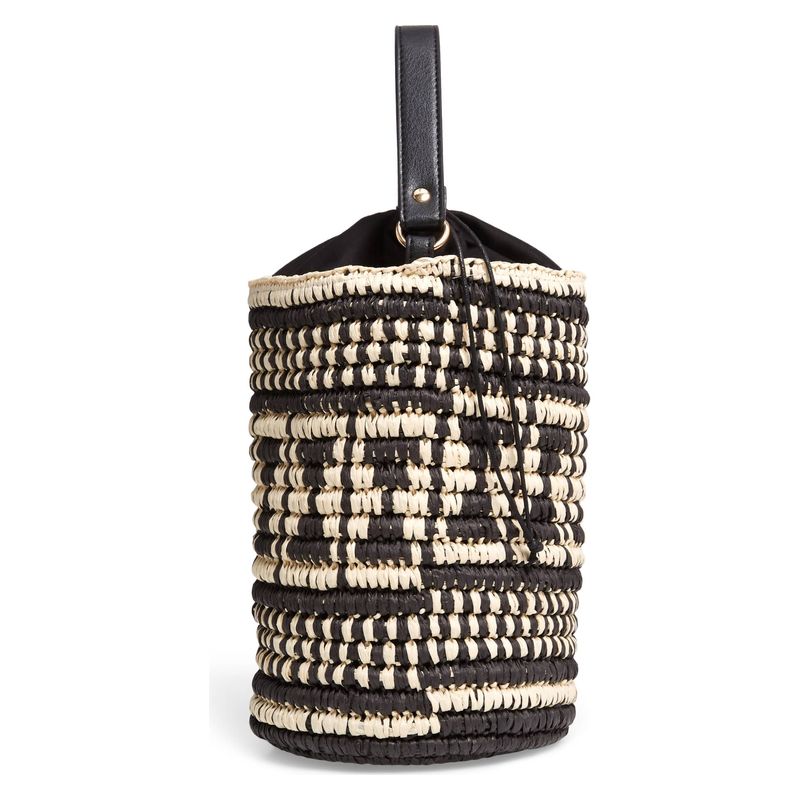 Handmade woven paper raffia bucket bag