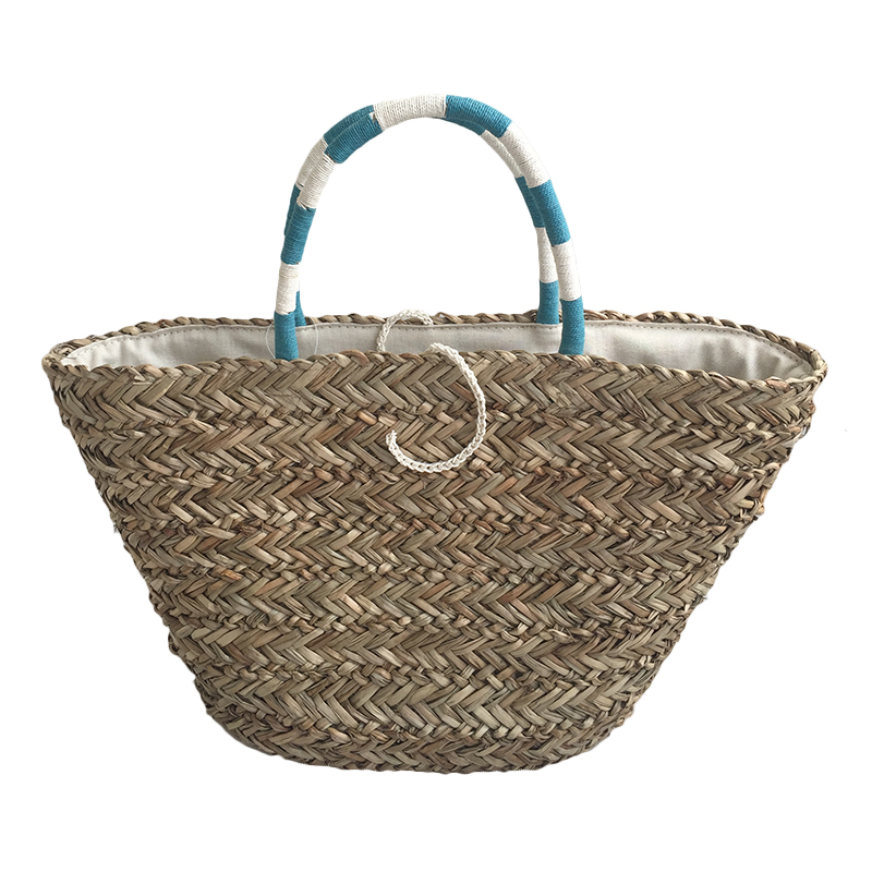 handwoven straw seagrass tote