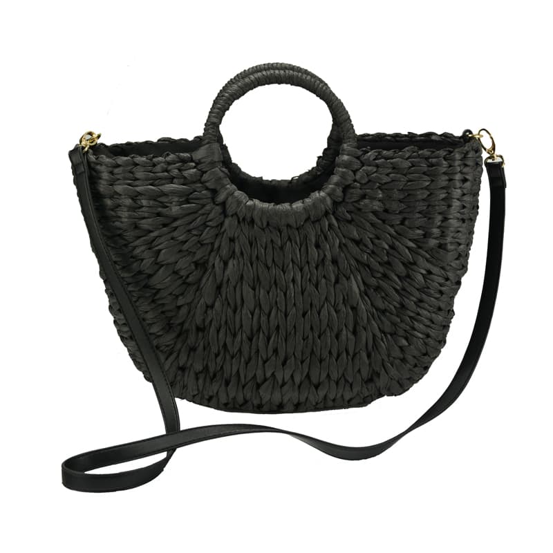 black round handle tote bag