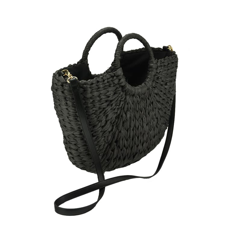 black round handle tote bag