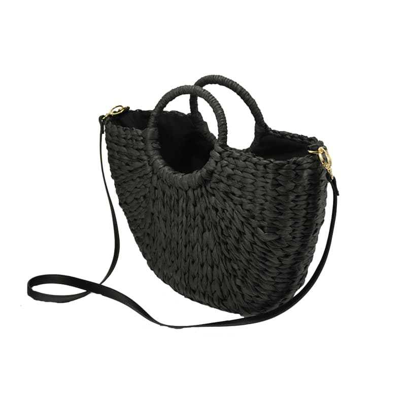 black round handle tote bag