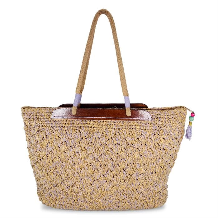 Crochet paper straw tote bag