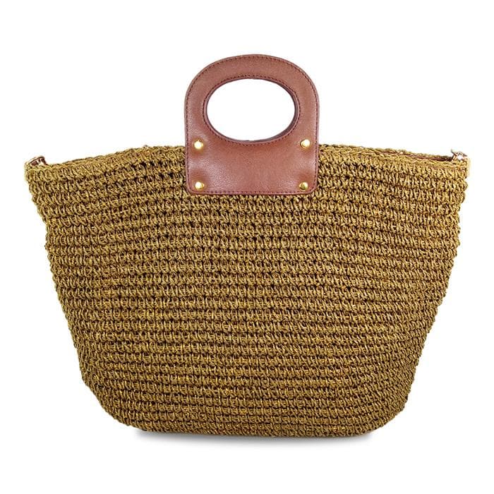 lined straw tote bag