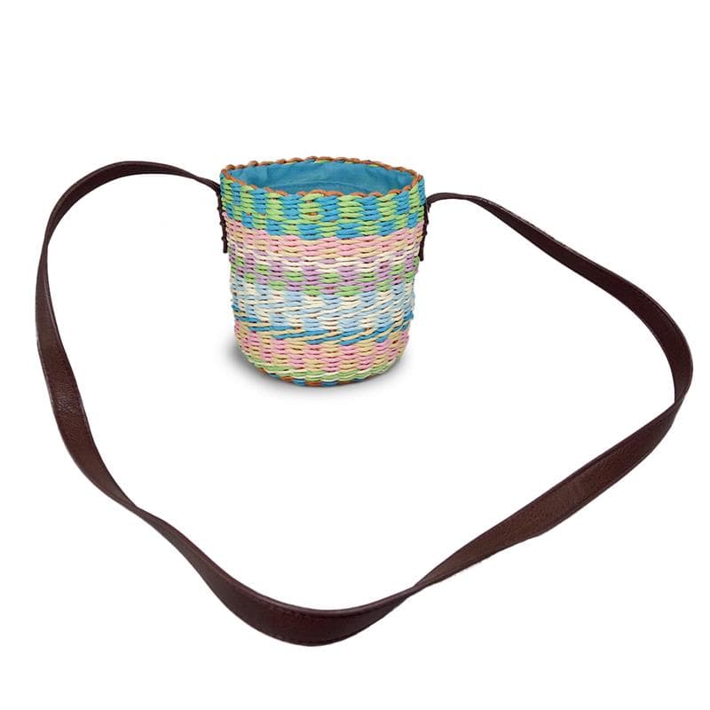 cute straw shoulder bucket bag