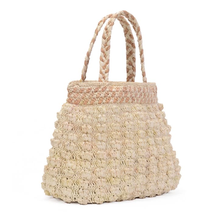 small raffia straw tote bag