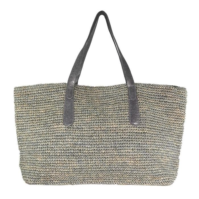raffia shoulder tote with gold leather strap