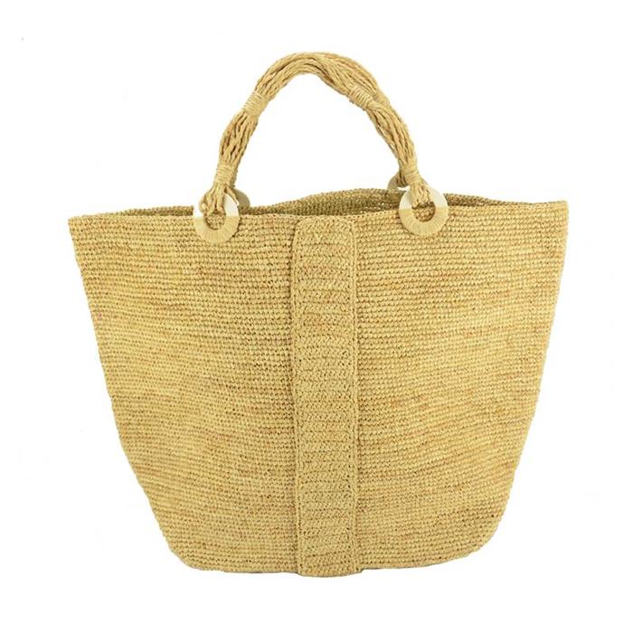 summer natural crocheted raffia bag