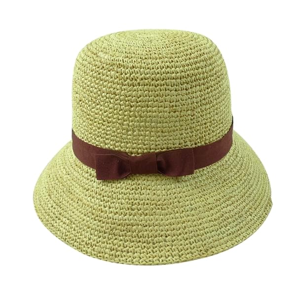 hand crocheted raffia sun protection hat