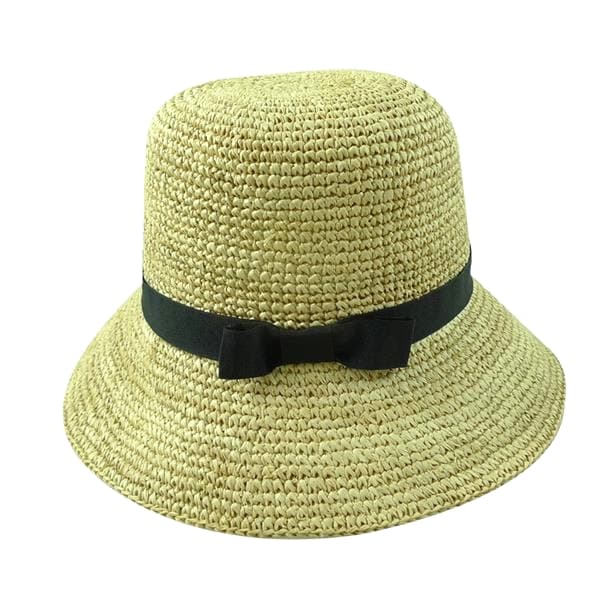 hand crocheted raffia sun protection hat