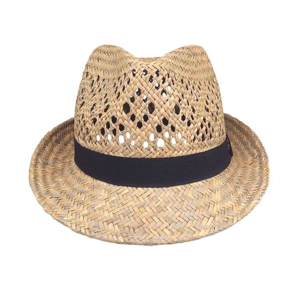 Straw Fedora Hat Men / Women's Summer Short Brim Beach Cap with Band