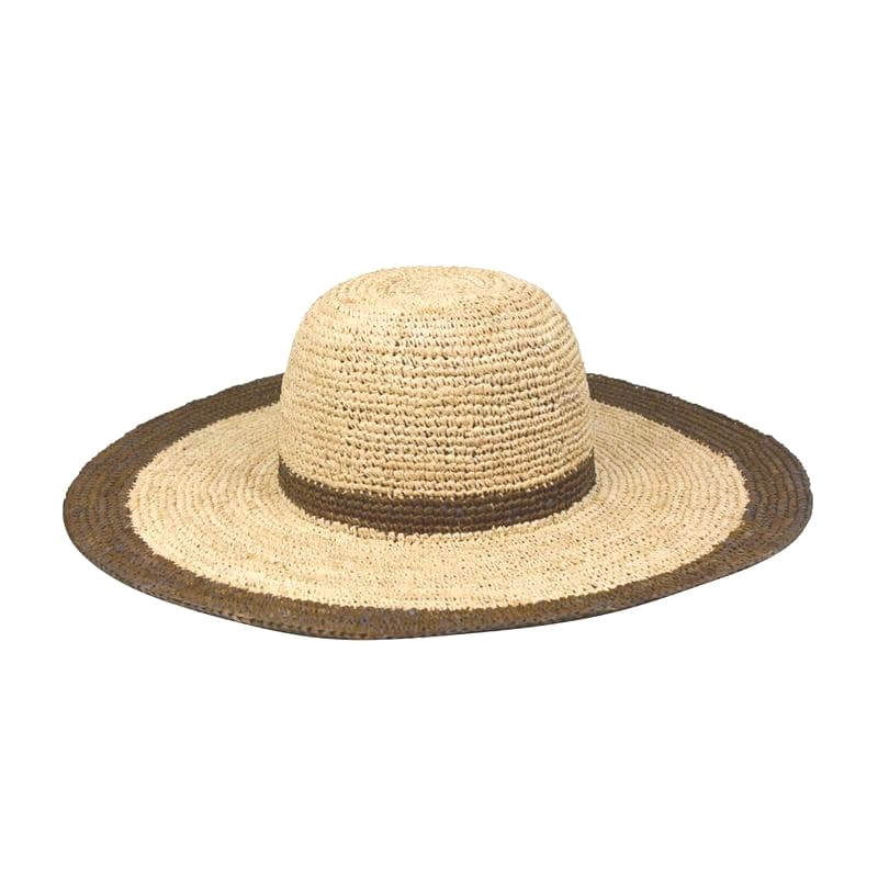 Wide Brim Raffia Hat with Contrast Trim