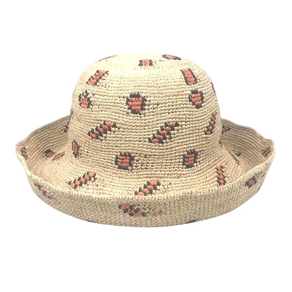 crocheted raffia hat in leopard print