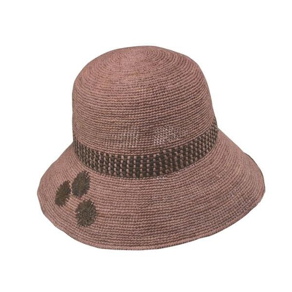 fine crocheted raffia straw sun hat with embroidery