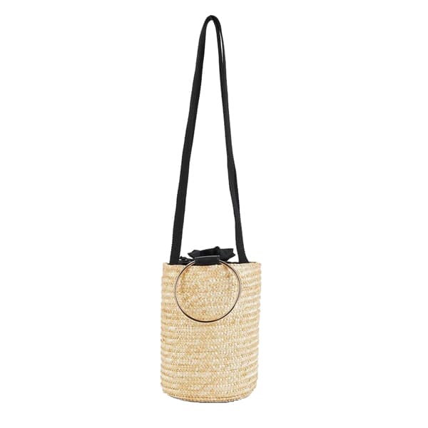 Straw Bucket Bag With Ring Handle