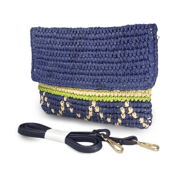 Crochet straw envelope shoulder crossbody bag