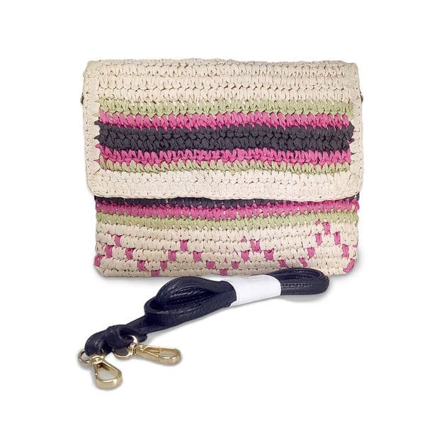 Crochet straw envelope shoulder crossbody bag