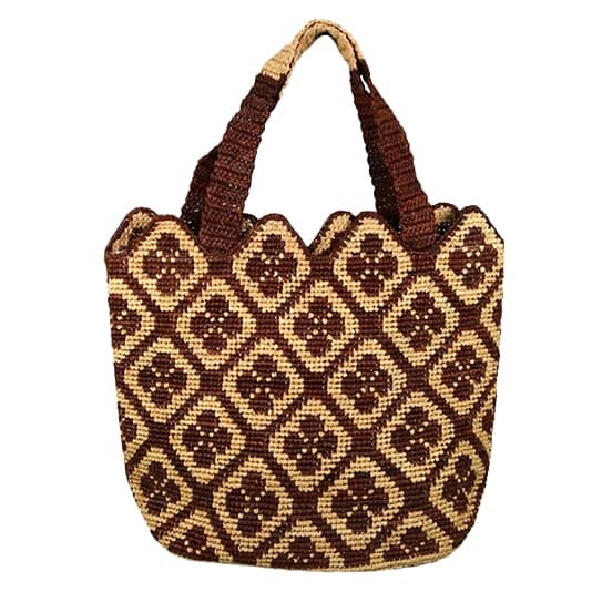 geometric pattern raffia straw bag