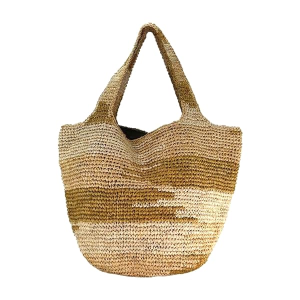 Two-tone straw raffia beach tote bag for summer beach