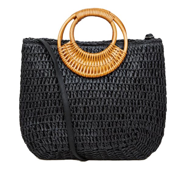 straw effect woven handle tote